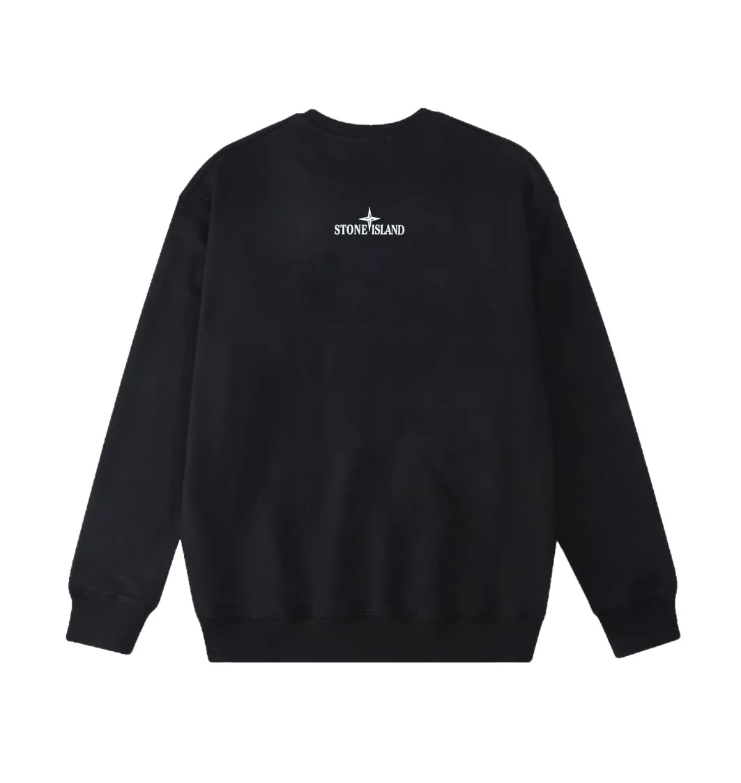 W806#P160💰 Stone Island Stone Island grid compass logo printed round neck long-sleeved sweatshirt! Versatile base round neck sweatshirt for couples! Simple armband design, customized 1*1 thread (fine texture), 380g double-strand large terry fabric, very good quality, foreign trade craftsmanship, respect the original version! The threads at the cuffs and hem are all original bartacks! The time-consuming and material consumption distinguishes the ordinary version on the market! Tops worn by celebrities from all walks of life on INS, can be matched with couple styles!  Color: Black White Size: M-XXL